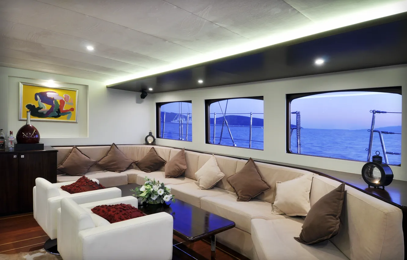 Photo wallpaper design, style, interior, yacht, salon, Suite, luxury motor yacht