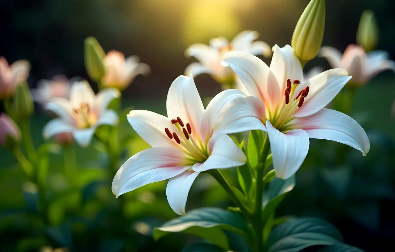 Photo wallpaper flowers, Lily, ai-