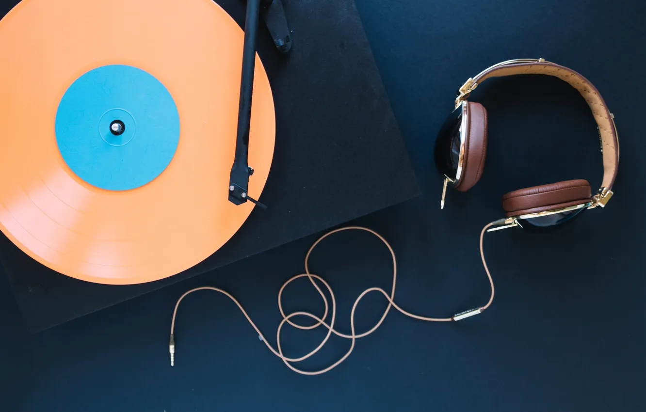 Photo wallpaper headphones, player, vinyl, record