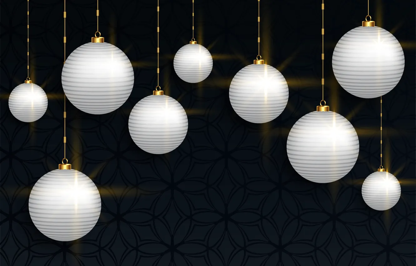 Photo wallpaper background, holiday, balls, new year, white