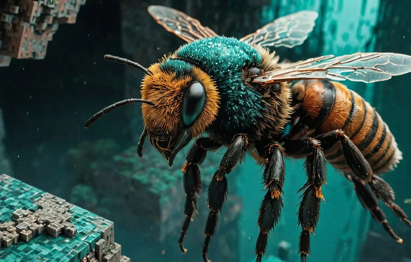 Photo wallpaper bee, insect, AI ART