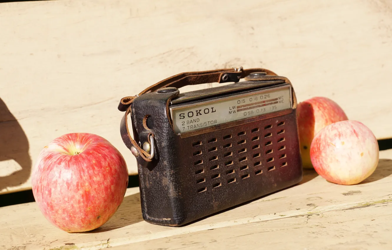 Photo wallpaper background, apples, radio