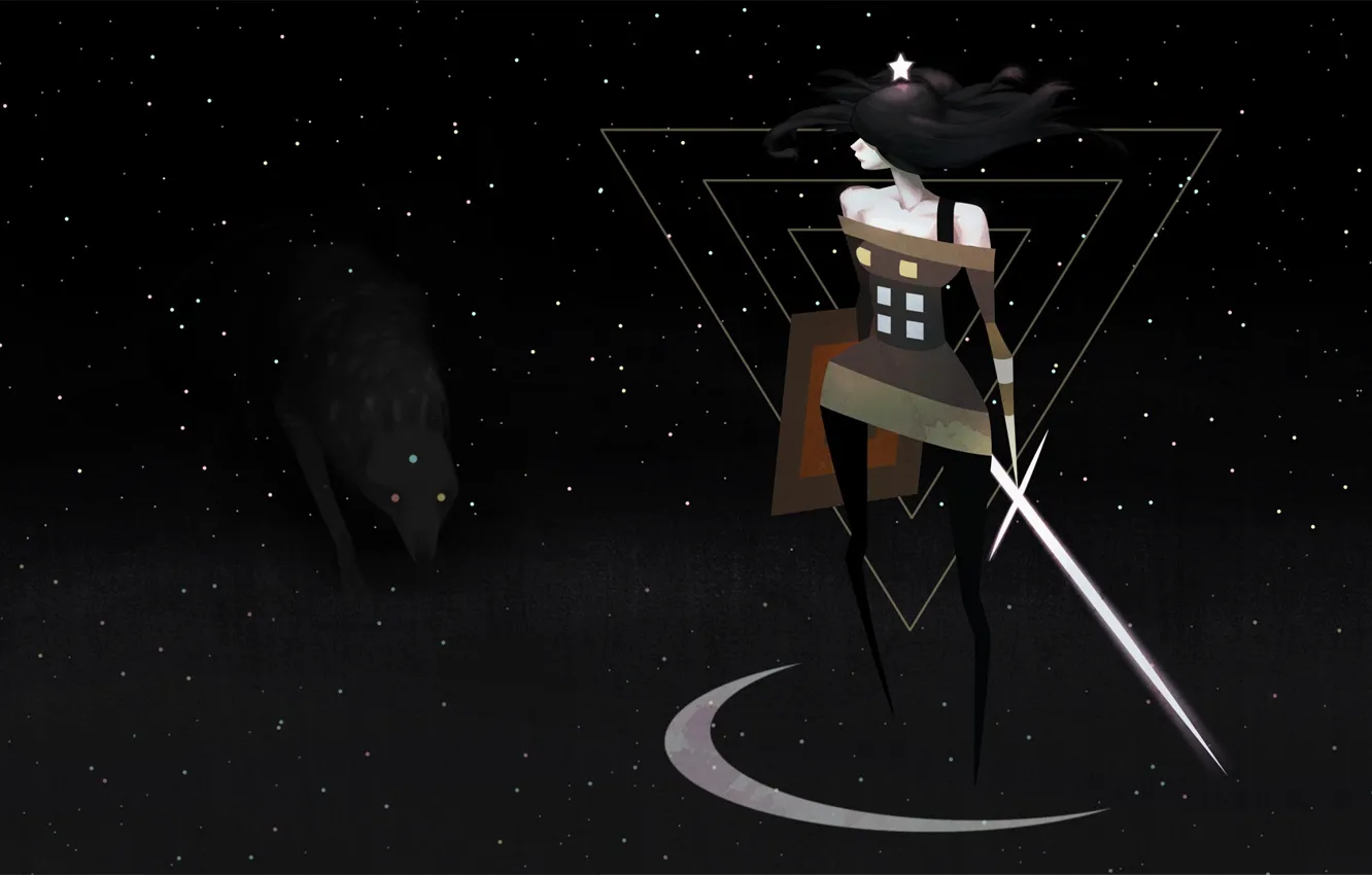 Photo wallpaper girl, stars, sword, fanart, Superbrothers: Sword &amp; Sworcery EP