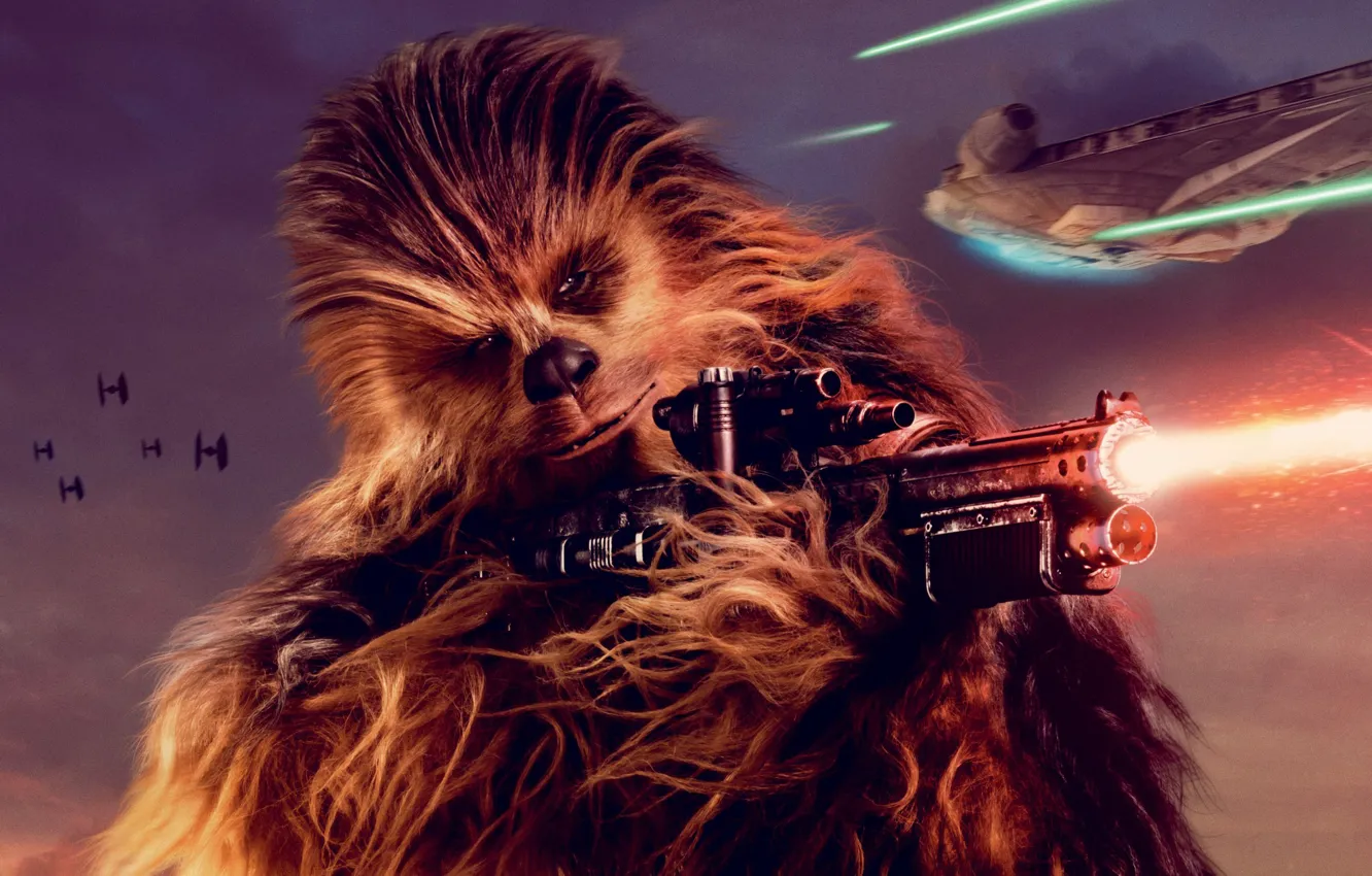 Photo wallpaper Star wars, lightsaber, spaceship, Han Solo, Han Solo, Chewbacca, Chewbacca, Solo: A Star Wars Story