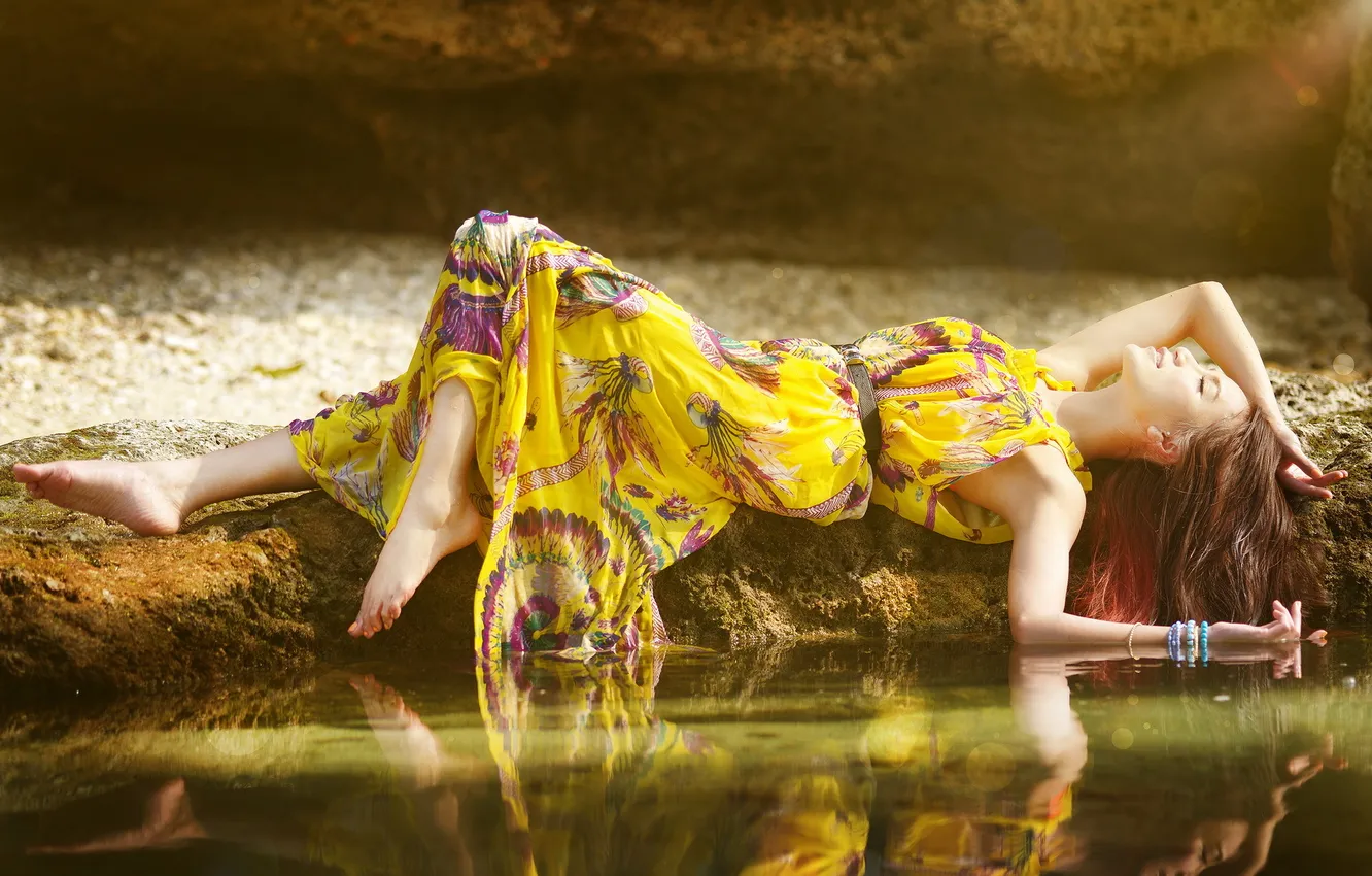 Photo wallpaper girl, pose, background