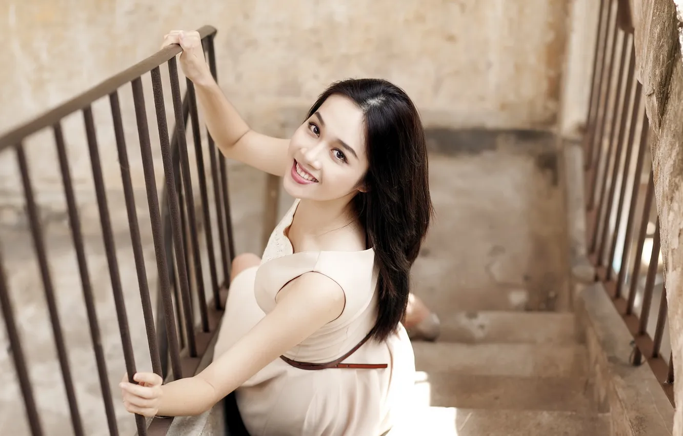 Photo wallpaper girl, smile, background