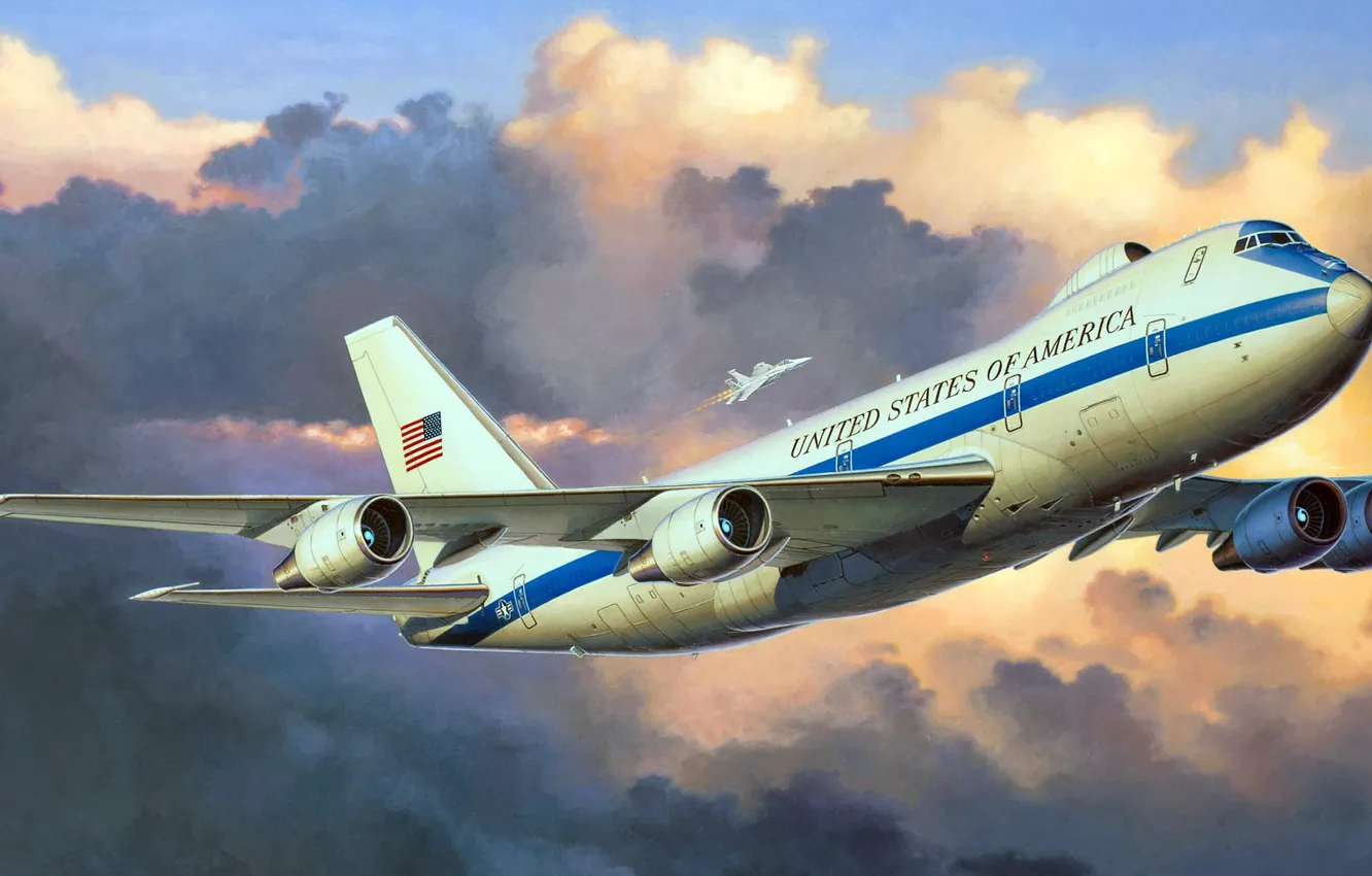 Photo wallpaper Boeing, UNITED STATES AIR FORCE, NEACP, E-4B, NAOC, Nightwatch, CPSU, doomsday plane