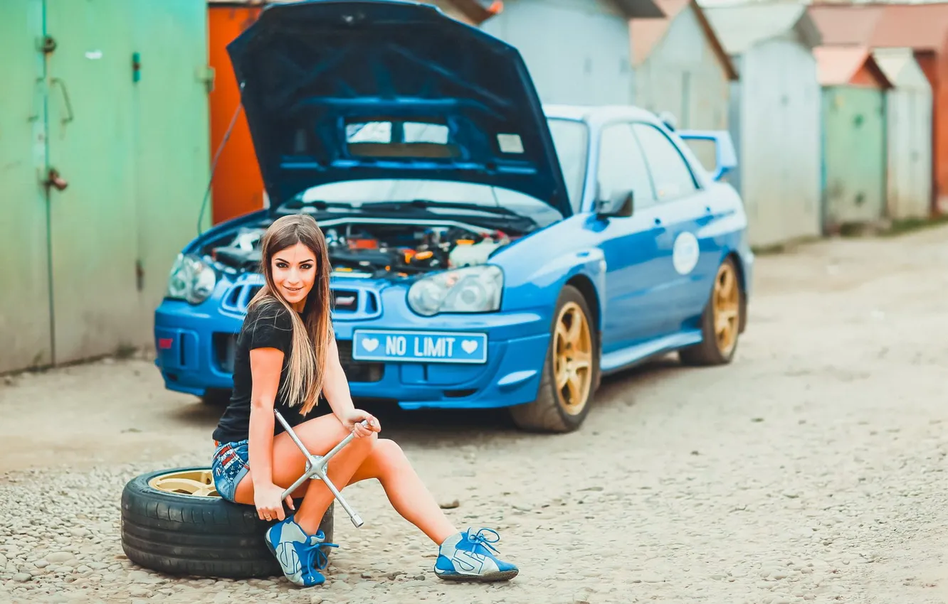 Photo wallpaper auto, look, girl, Subaru, key, hairstyle, beautiful girl