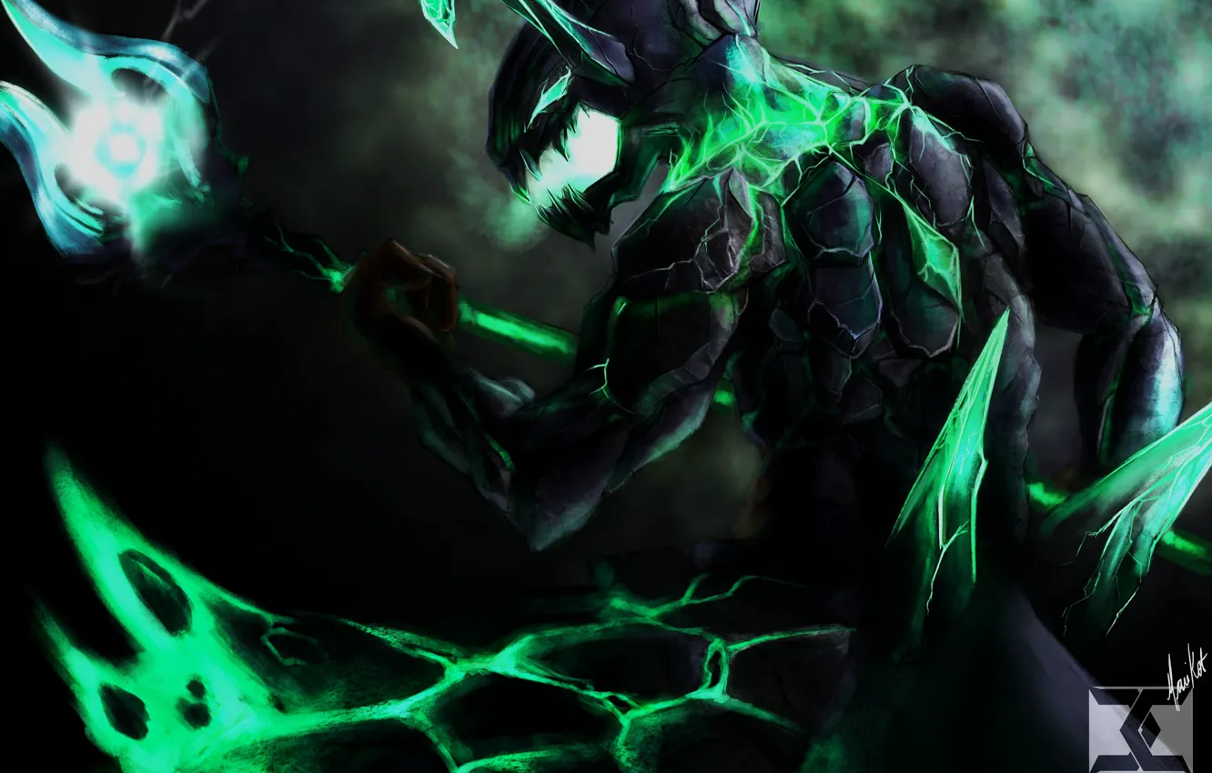 Photo wallpaper being, art, staff, dota 2, Harbinger, Outworld Devourer, marikots