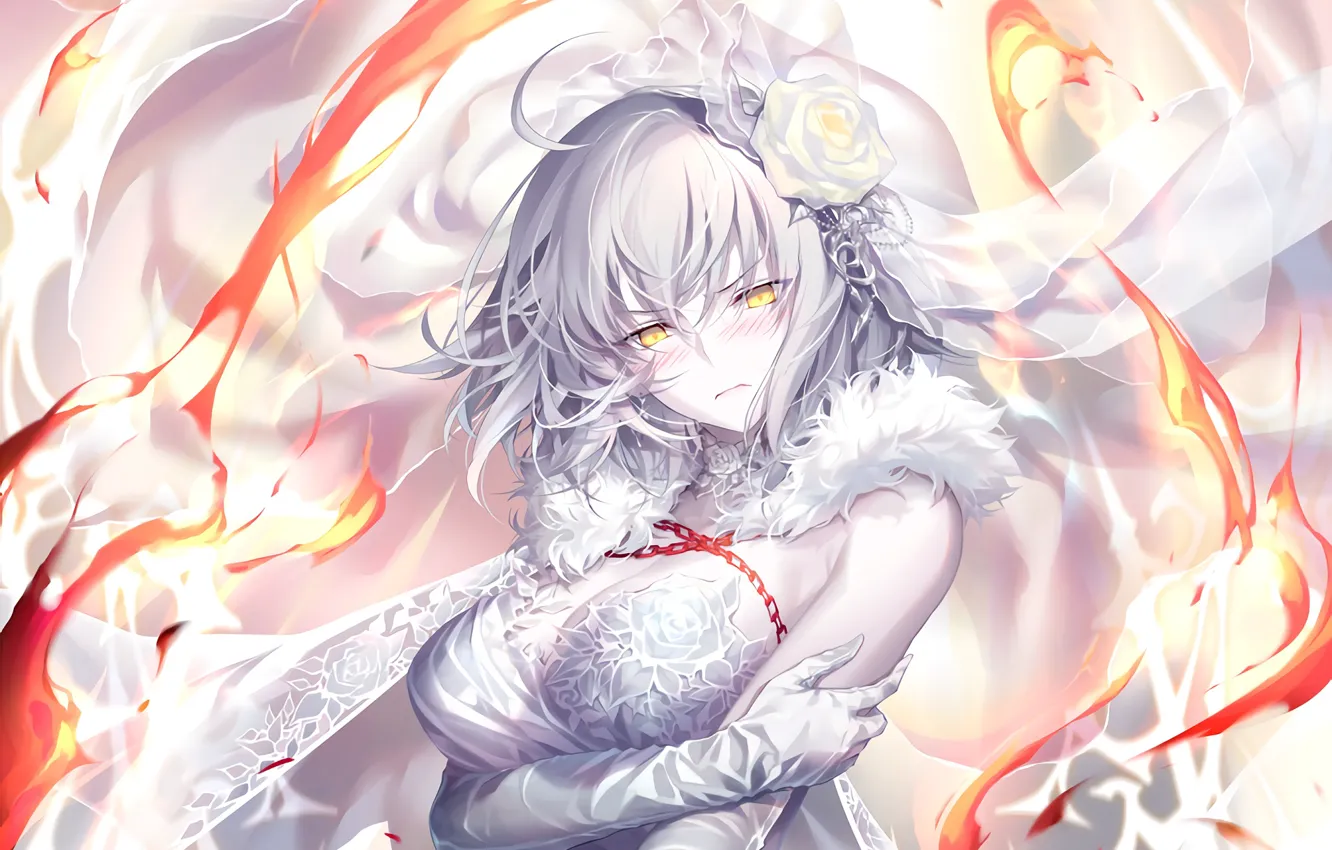 Photo wallpaper look, girl, lights, magic, roses, the bride, Fate / Grand Order, The destiny of a …