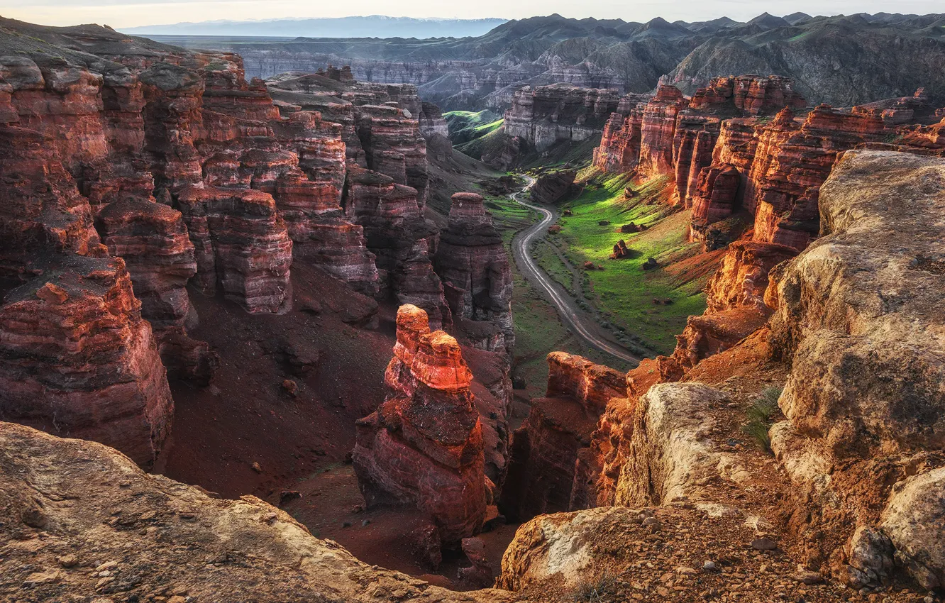 Photo wallpaper rocks, morning, Kazakhstan, Charyn Canyon