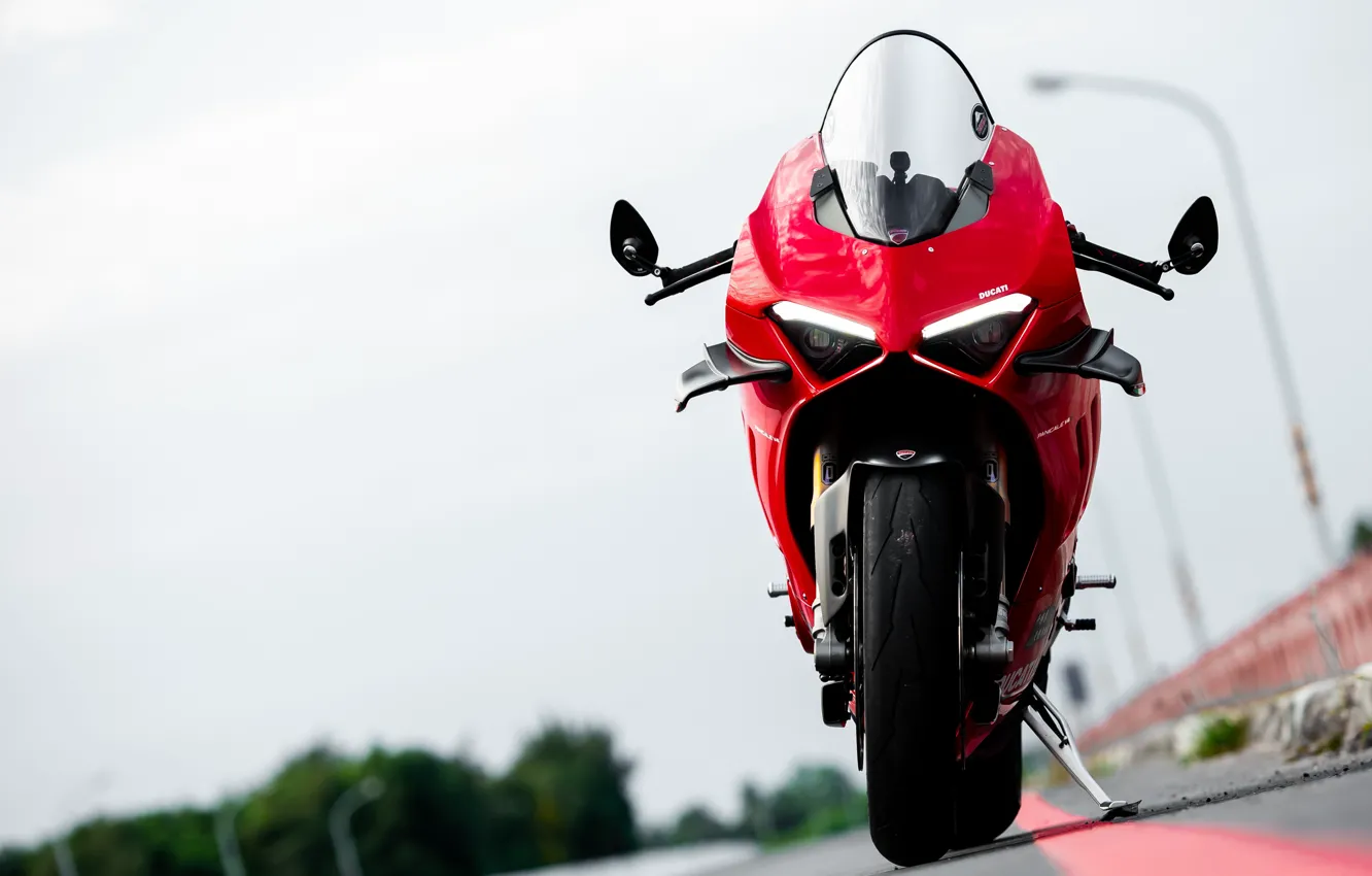 Wallpaper Red, Daytime Running Lights, Panigale V4S for mobile and