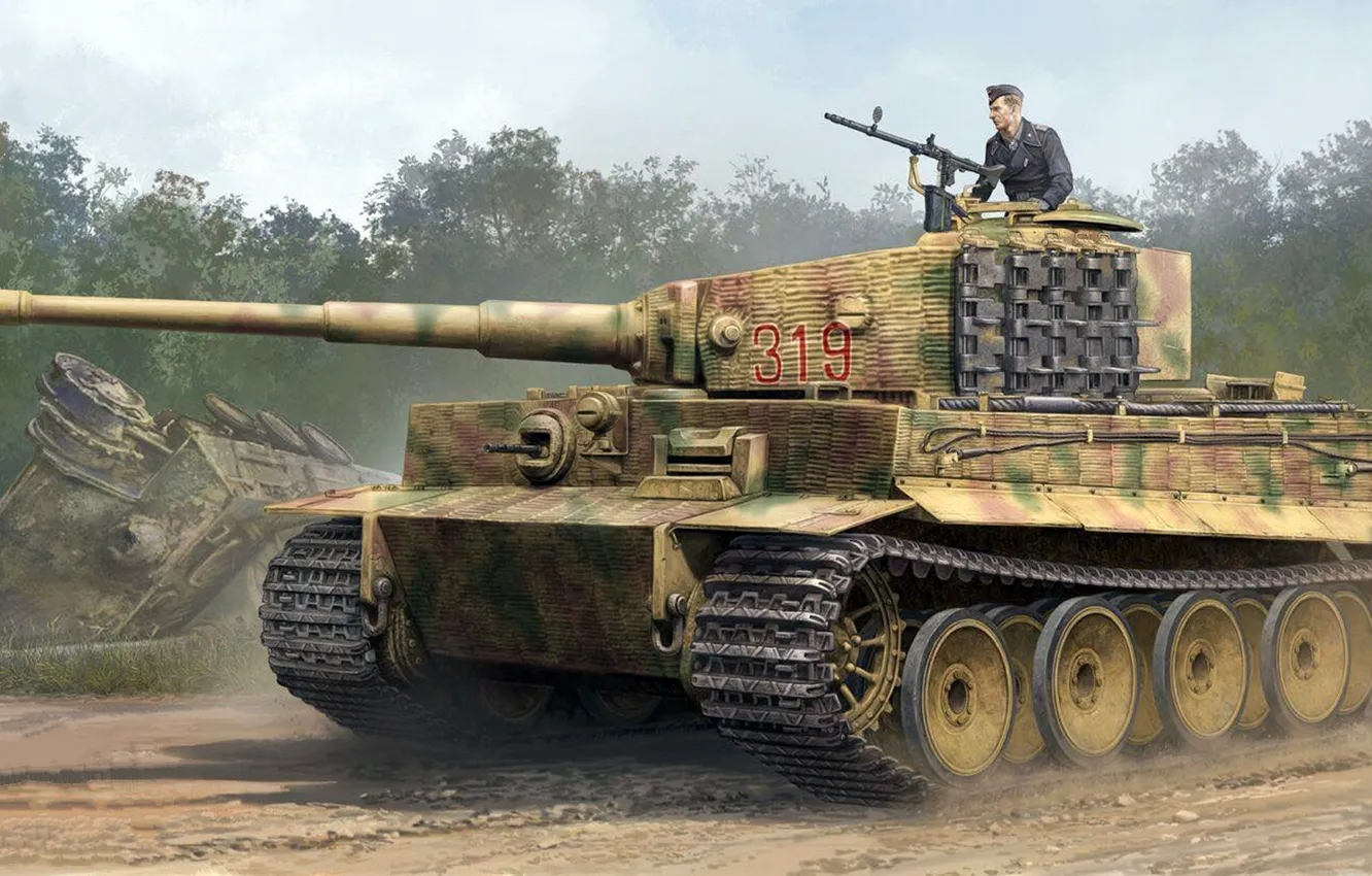 Photo wallpaper Tiger, during the Second world war, Panzerkampfwagen VI, German heavy tank