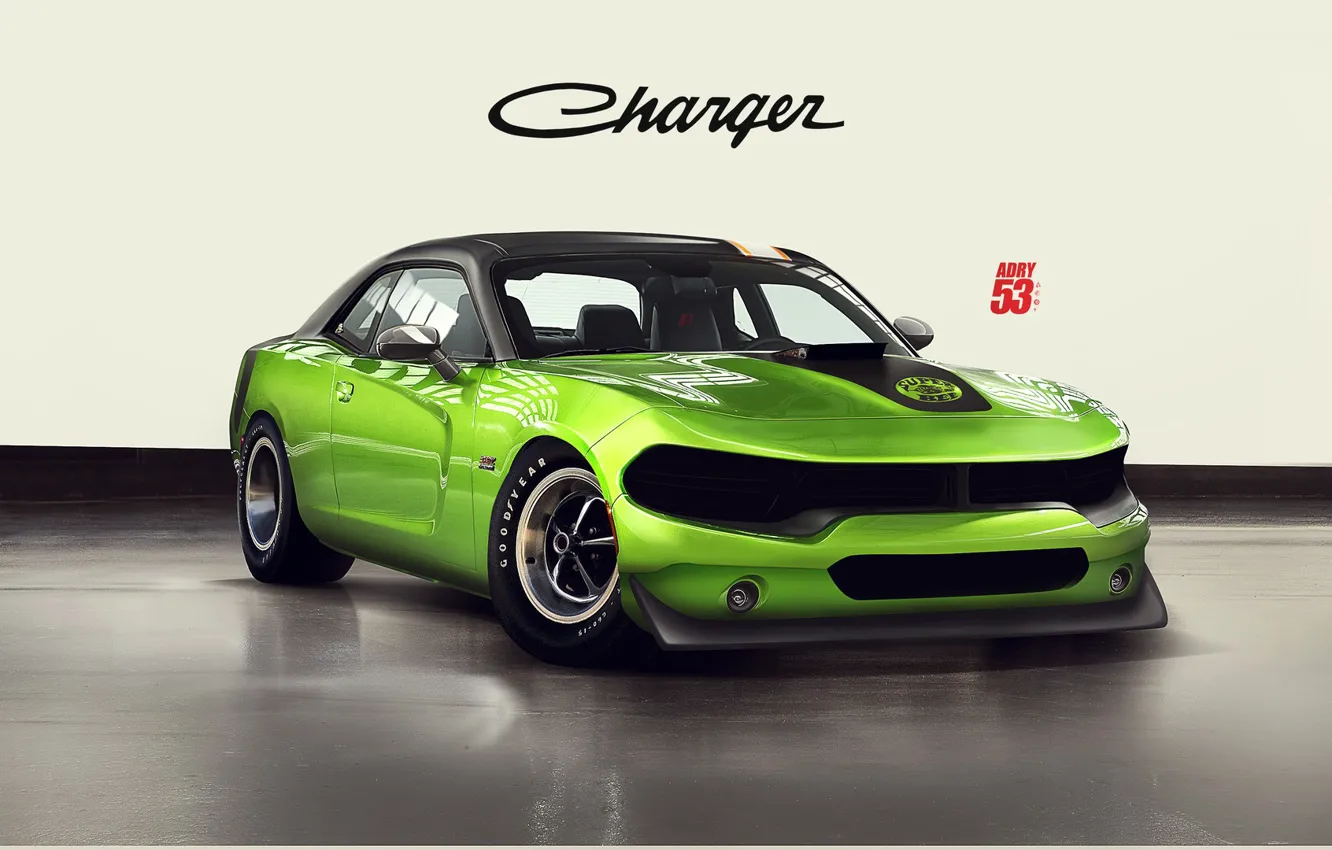 Photo wallpaper Auto, Green, Machine, Style, Dodge, Car, Charger, Dodge Charger