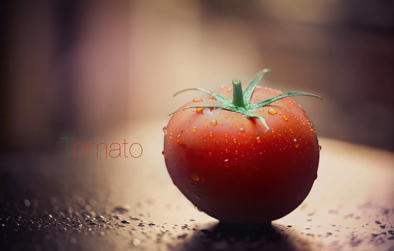 Photo wallpaper drops, table, tomatoes, tomatoes