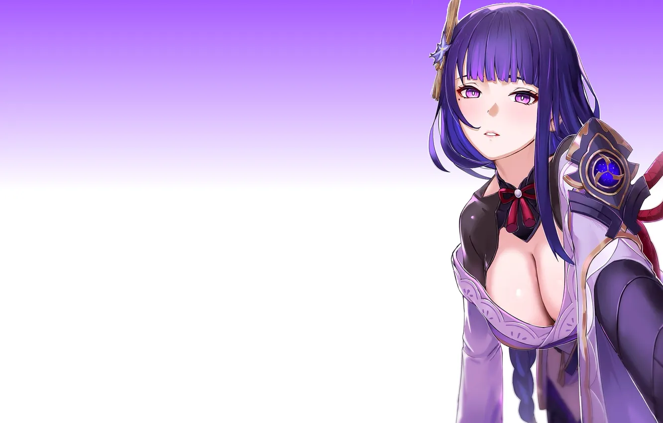 Photo wallpaper girl, hot, sexy, cleavage, boobs, anime, red eyes, pretty