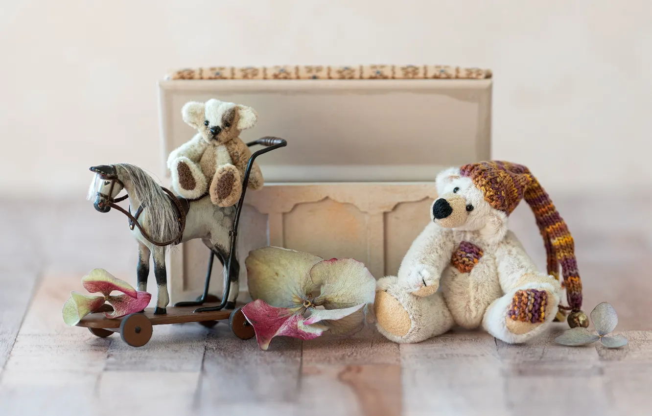 Photo wallpaper toy, bear, horse