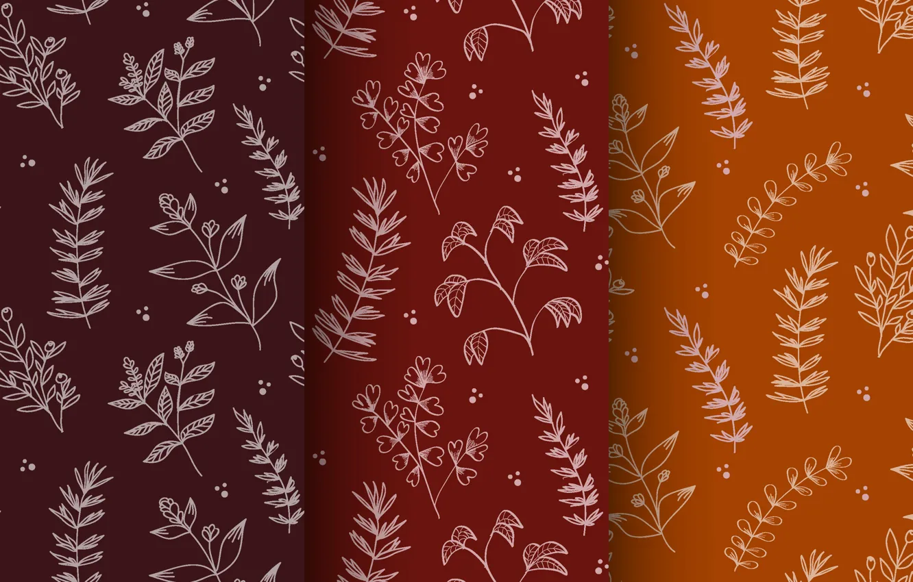 Photo wallpaper flowers, orange, red, background, pattern, seamless