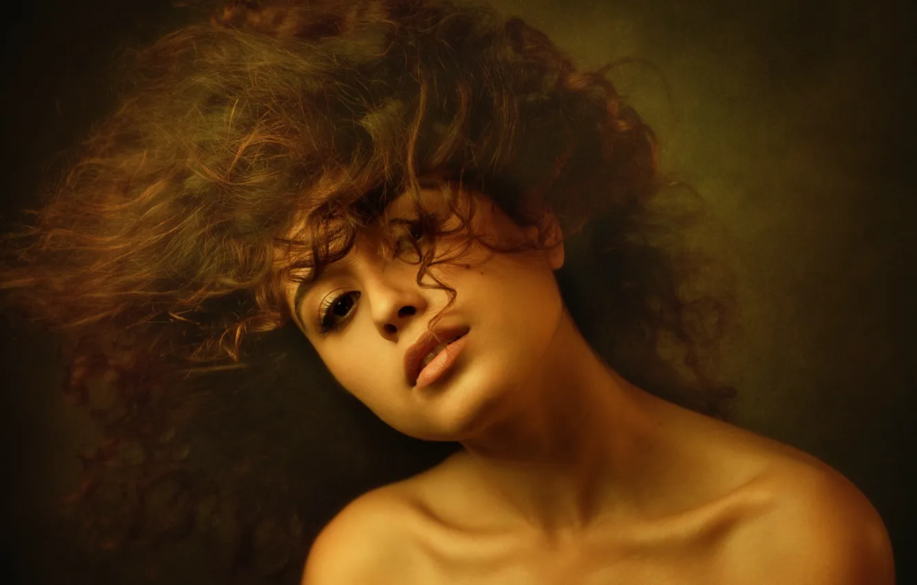 Photo wallpaper girl, hair, portrait, mole, stroke, Sabina