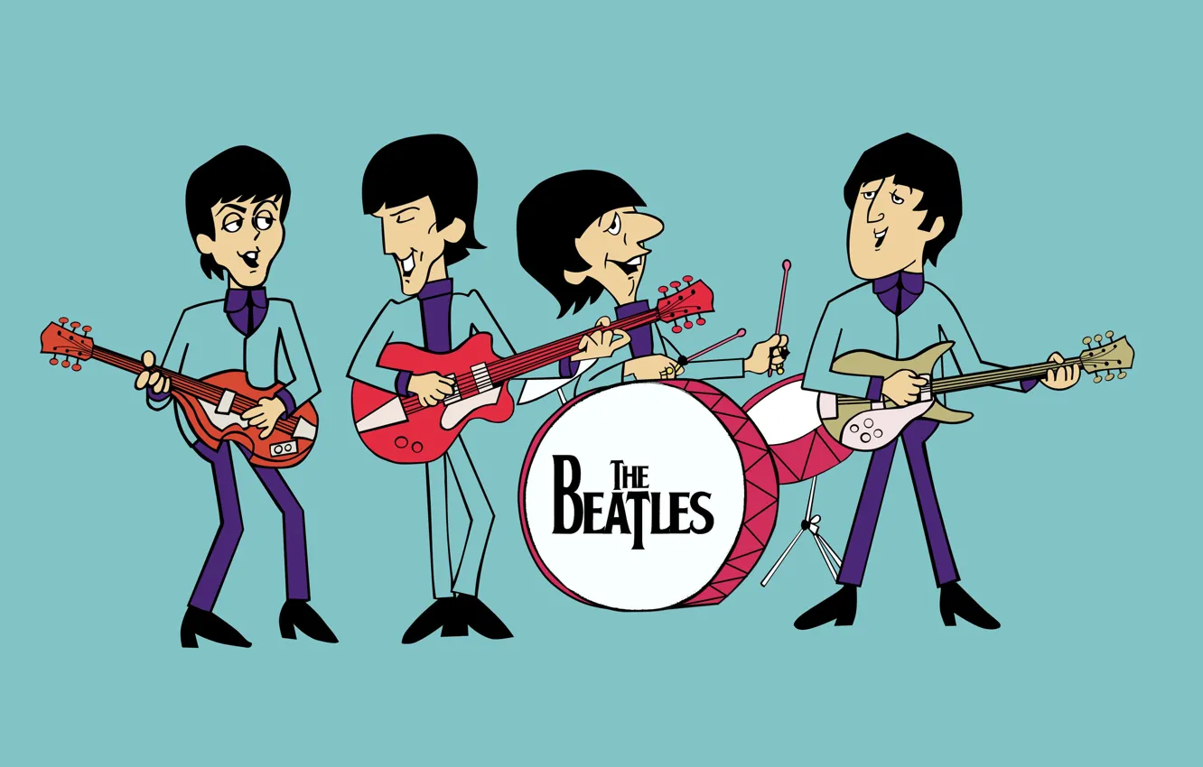 Photo wallpaper guitar, drum, the Beatles, the Beatles, the beatles