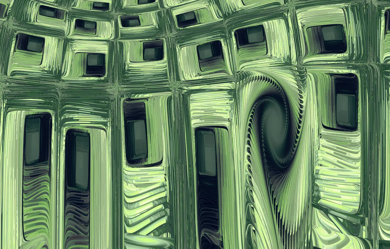 Photo wallpaper abstraction, green, square cookie cutters