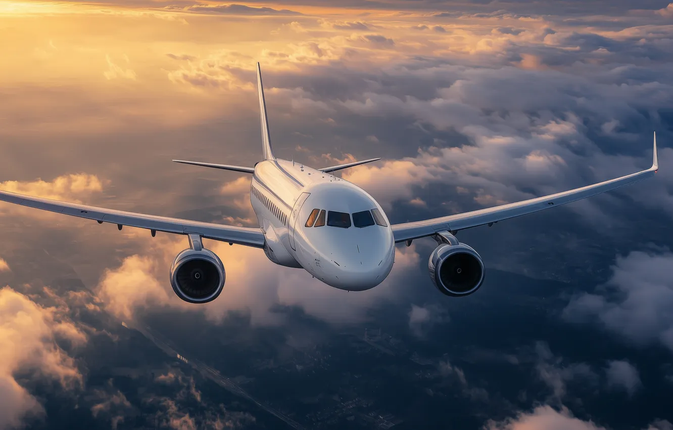 Photo wallpaper flight, aviation, technique, the plane, AI art, neural network