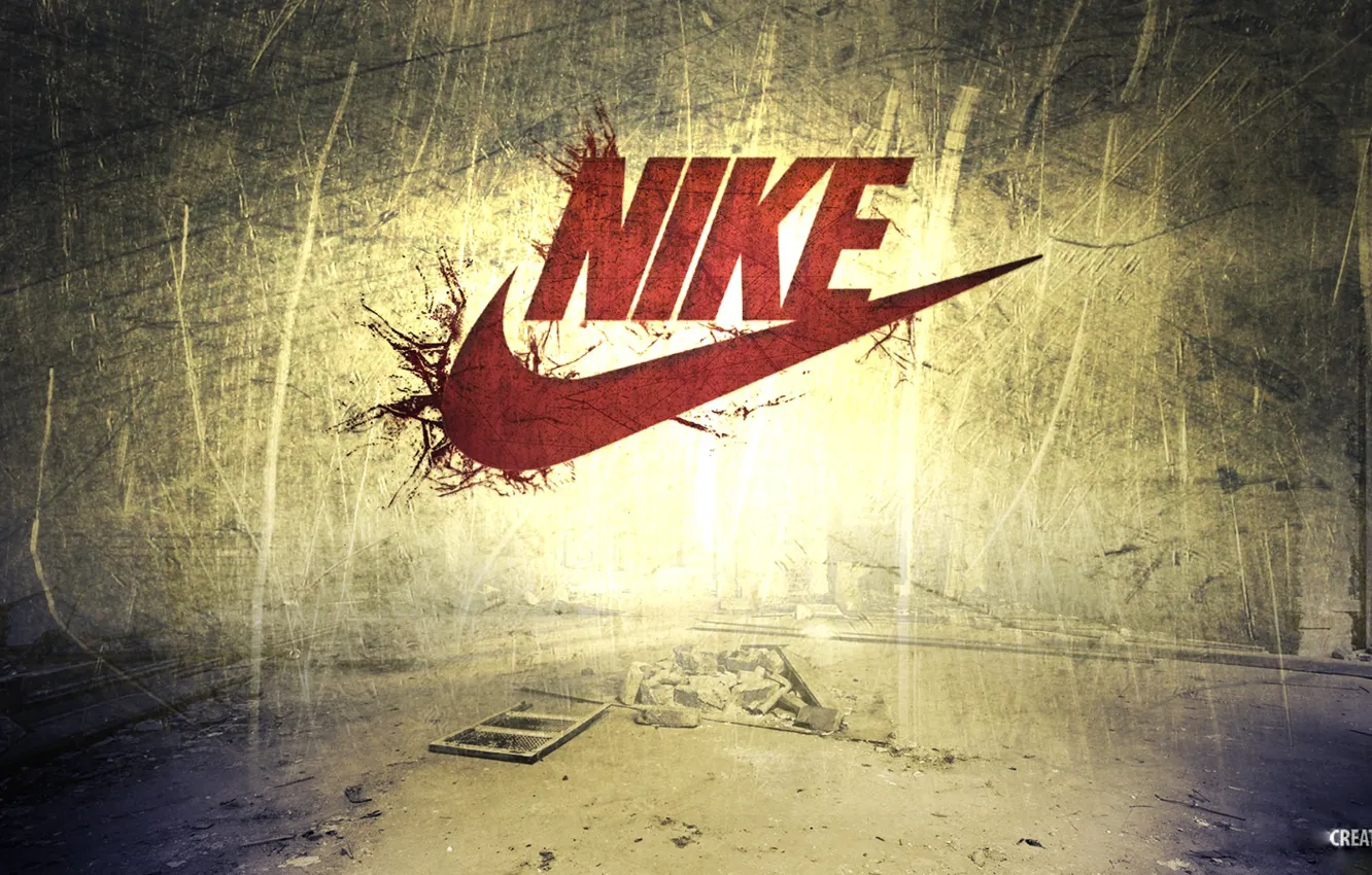 Photo wallpaper the wreckage, scratches, brand, nike