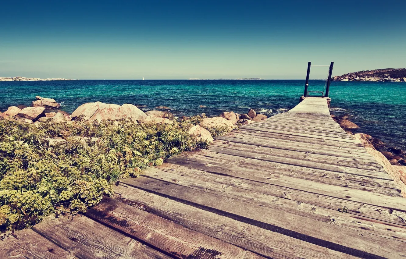 Photo wallpaper road, sea, the sky, nature, river, stones