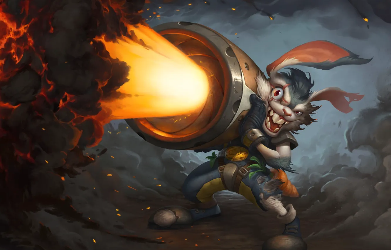 Photo wallpaper weapons, hare, art, blaster, Servando Lupini, Bunns the "blaster", Bunns