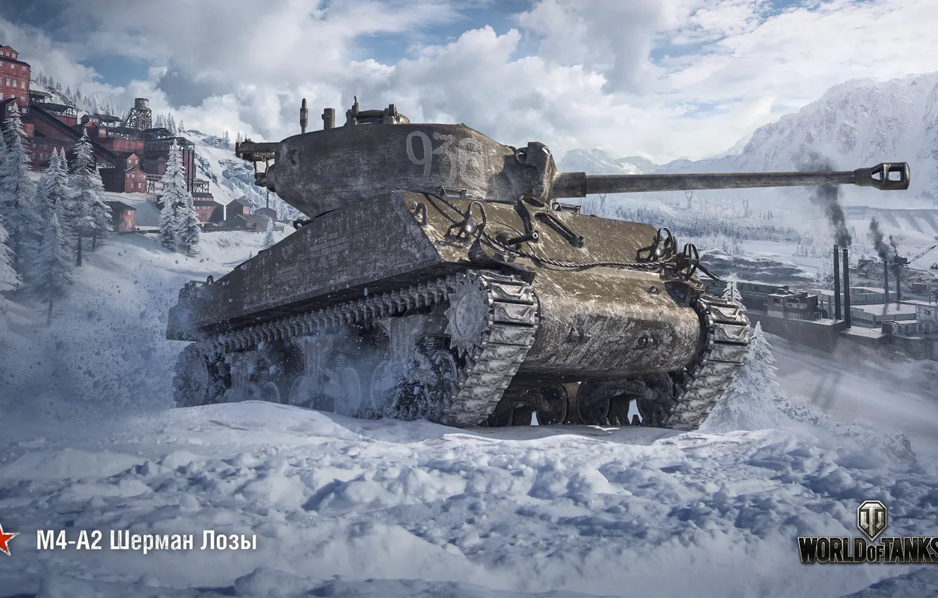 Photo wallpaper winter, WoT, Sherman, World of Tanks, Sherman, Wargaming, M4-A2