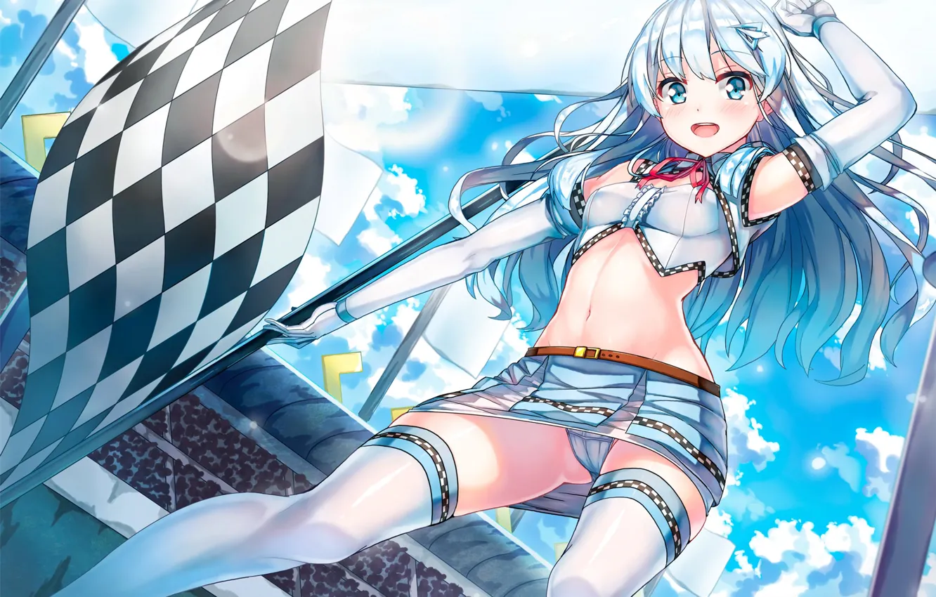 Photo wallpaper girl, sexy, lingerie, Cameltoe, cleavage, panties, thighhighs, long hair