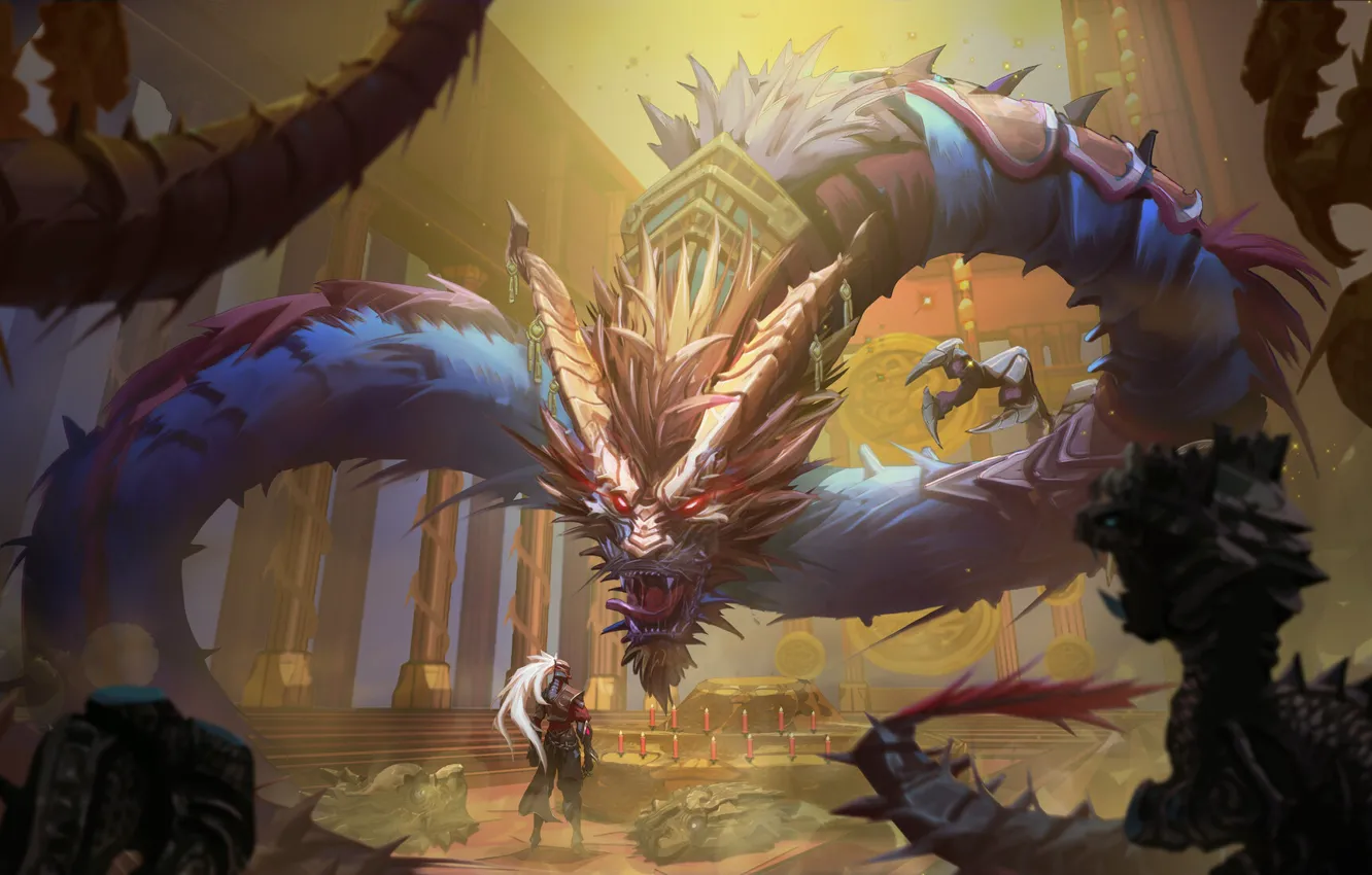 Photo wallpaper dragon, warrior, Arena of Valor