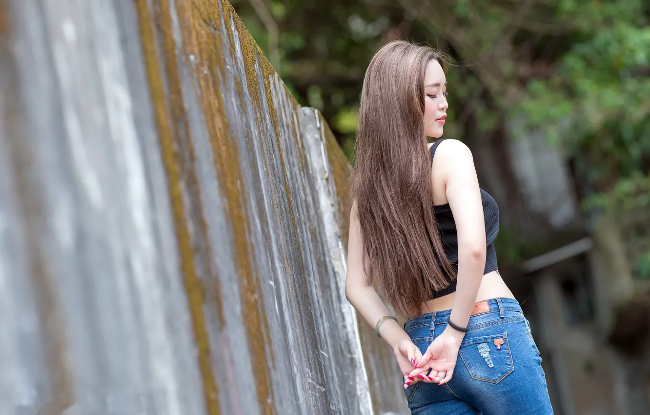 Photo wallpaper girl, pose, Asian