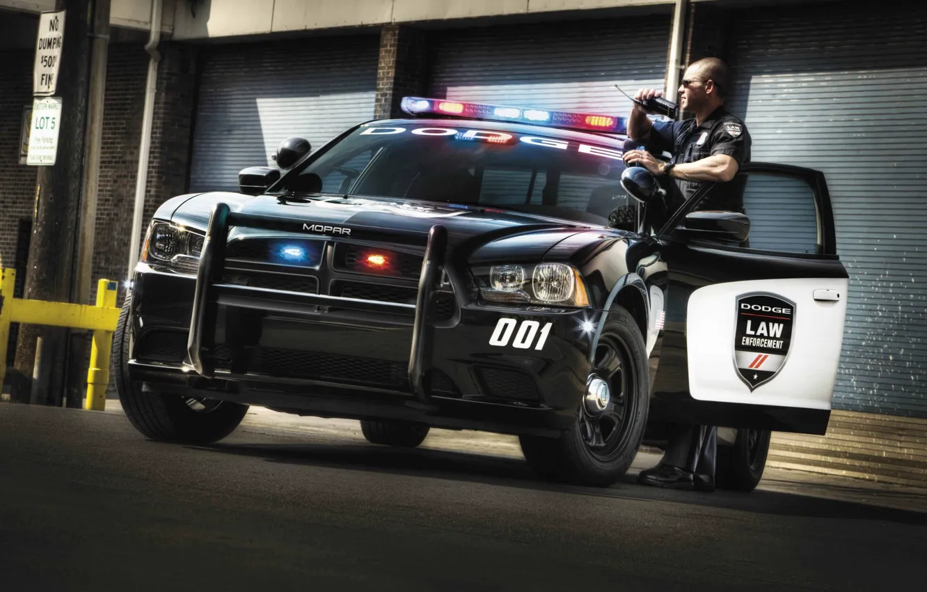 Photo wallpaper police, Dodge, Dodge, Charger, the charger, Law Enforcement, Pursuit, flashing beacons