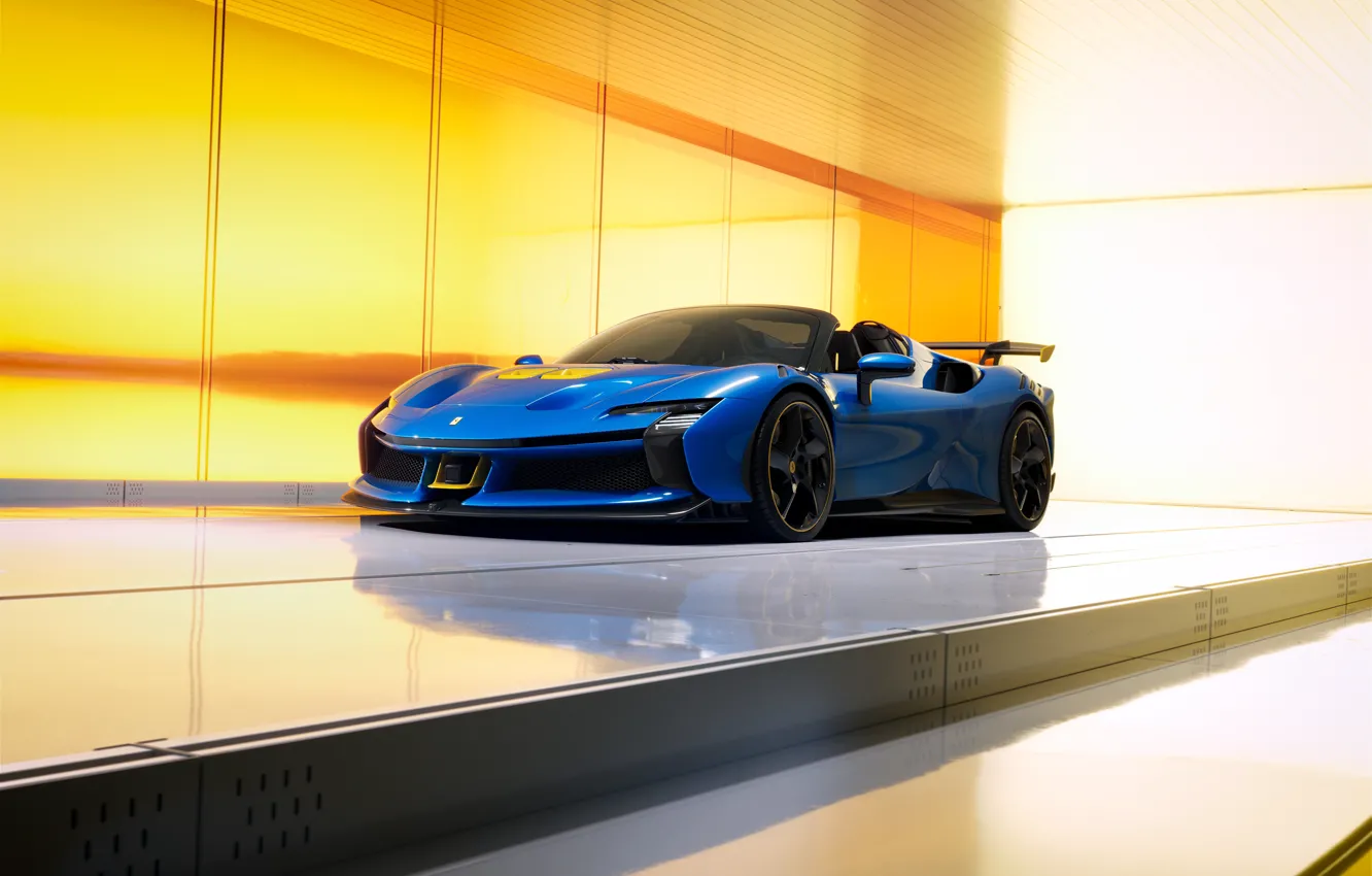 Photo wallpaper Ferrari, blue, SF90, Ferrari SF90 XX Spider