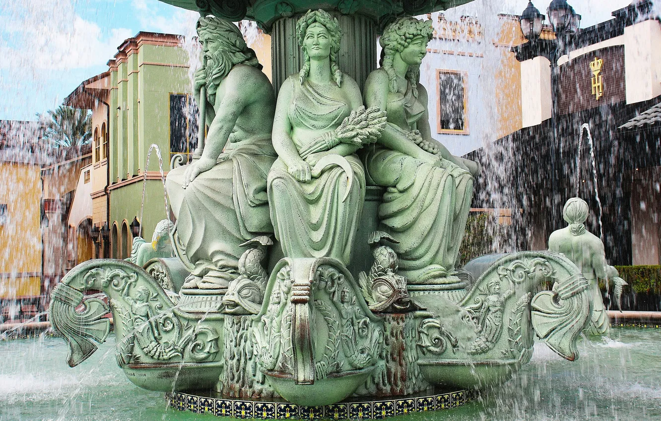 Photo wallpaper water, Greece, Fountain, Hydra