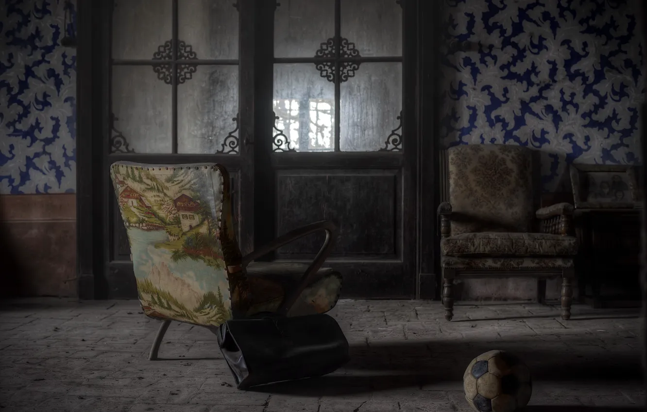 Photo wallpaper room, the ball, chair