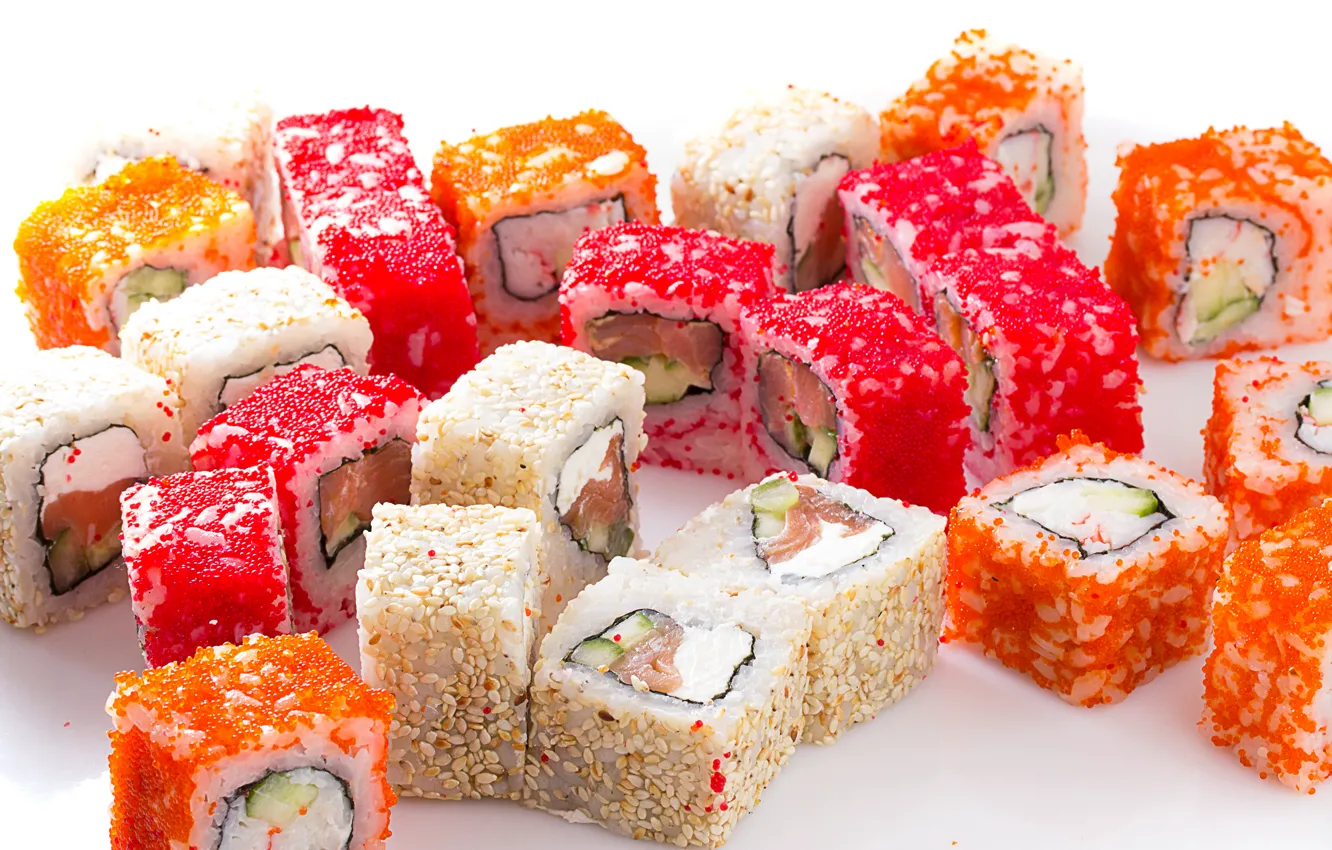 Photo wallpaper Sushi, Food, Seafood, Rolls