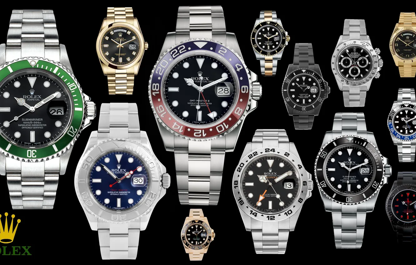Photo wallpaper poster, time, watch, clock, mix, Collection, Rolex