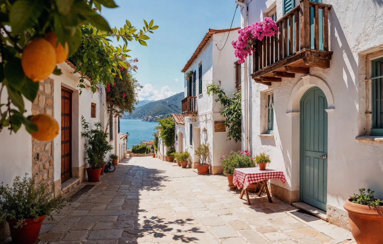 Photo wallpaper sea, beach, summer, stay, street, summer, house, holidays