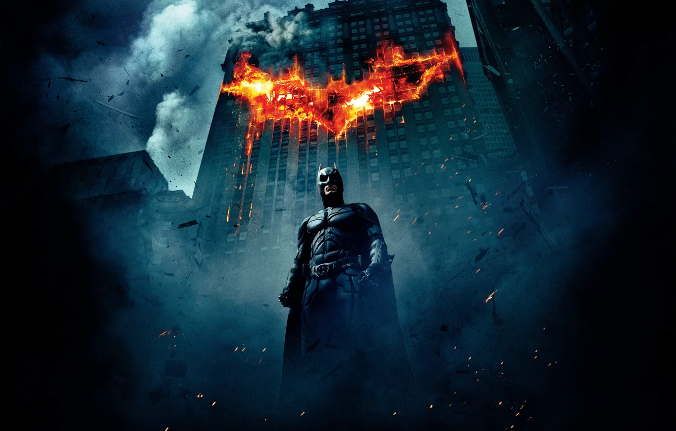 Photo wallpaper 2008, Dark, City, Fire, Movies, 2012, Hero, The Dark Knight