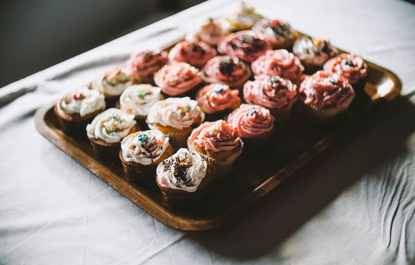 Photo wallpaper dessert, cakes, delicious, cupcakes, muffins