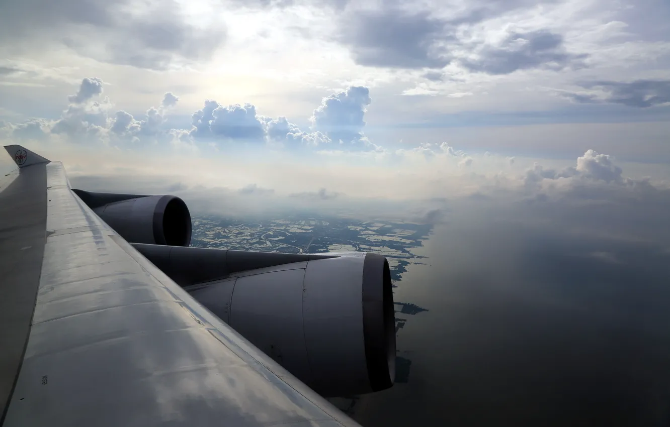 Photo wallpaper the sky, wings, the plane
