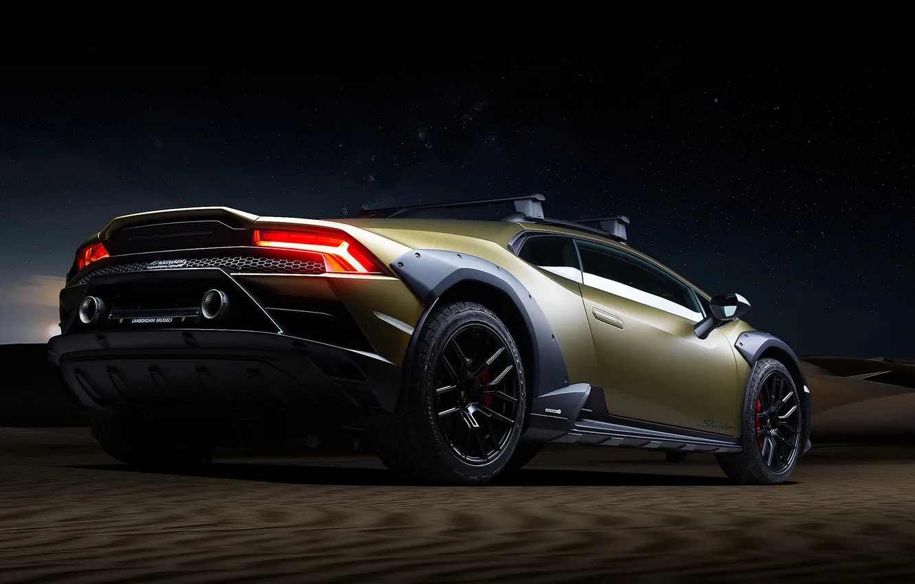 Photo wallpaper the dark background, car, rear view, Serato