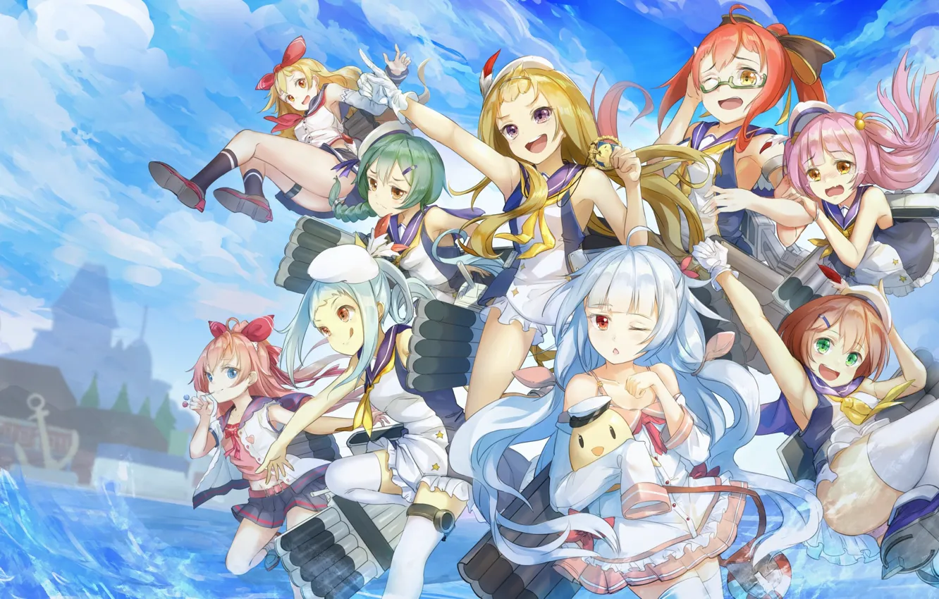 Photo wallpaper girl, group, anime, Azur Lane