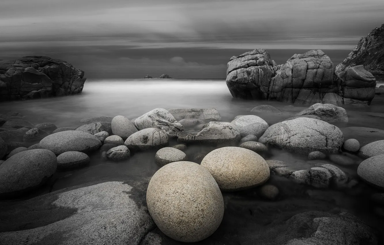 Photo wallpaper sea, landscape, rocks, shore