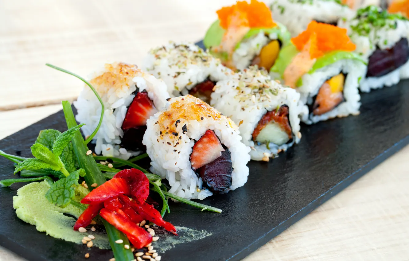 Photo wallpaper design, rolls, sushi, sushi, rolls, Japanese cuisine, design, Japanese cuisine