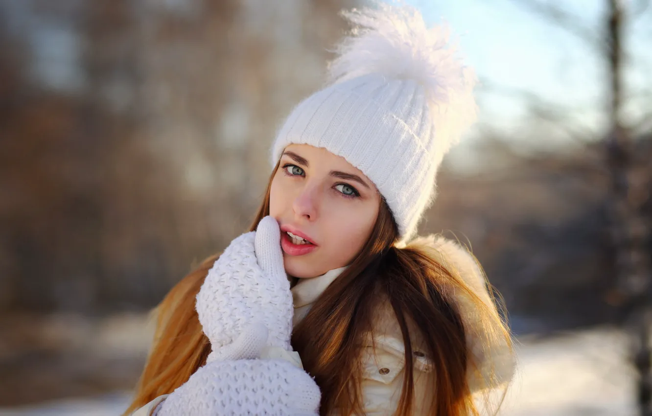 Photo wallpaper winter, look, girl, hat, Alex Kashechkin, Daria Dementieva