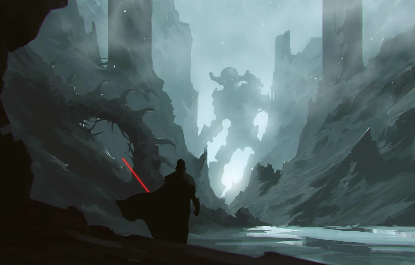 Photo wallpaper cleft, Darth Vader, a huge robot