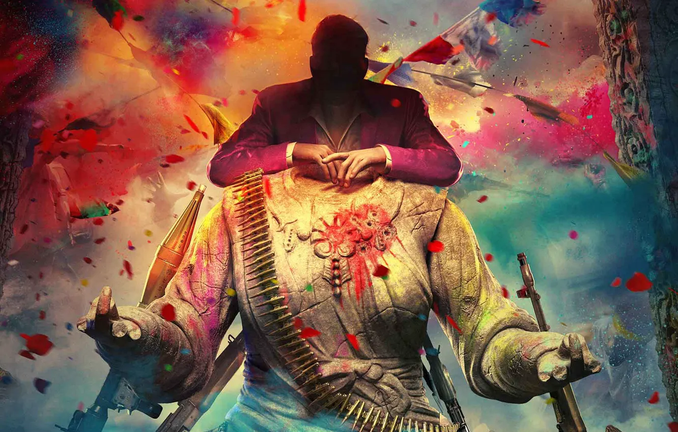 Photo wallpaper paint, statue, RPG, Far Cry, cartridges, machine gun, Pagan Min., Pagan Min